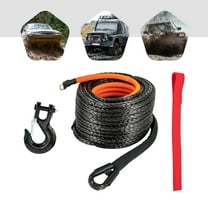 1/2" X92' Synthetic Winch Rope with Hook, Car Tow Recovery Cable, 31,500LBS Breaking Strength Winch Cable with Protective Sleeve