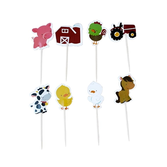 ACDANC 24pcs Farm Cupcake Toppers Birthday Party Cake Picks Cake Decoration