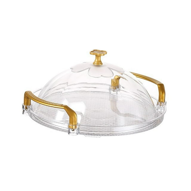 Soporte para tartas con tapa, bandeja redonda para servir con asa, bandeja para postres y aperitivos, organizador de encimera transparente para té perfecl Bandeja decorativa