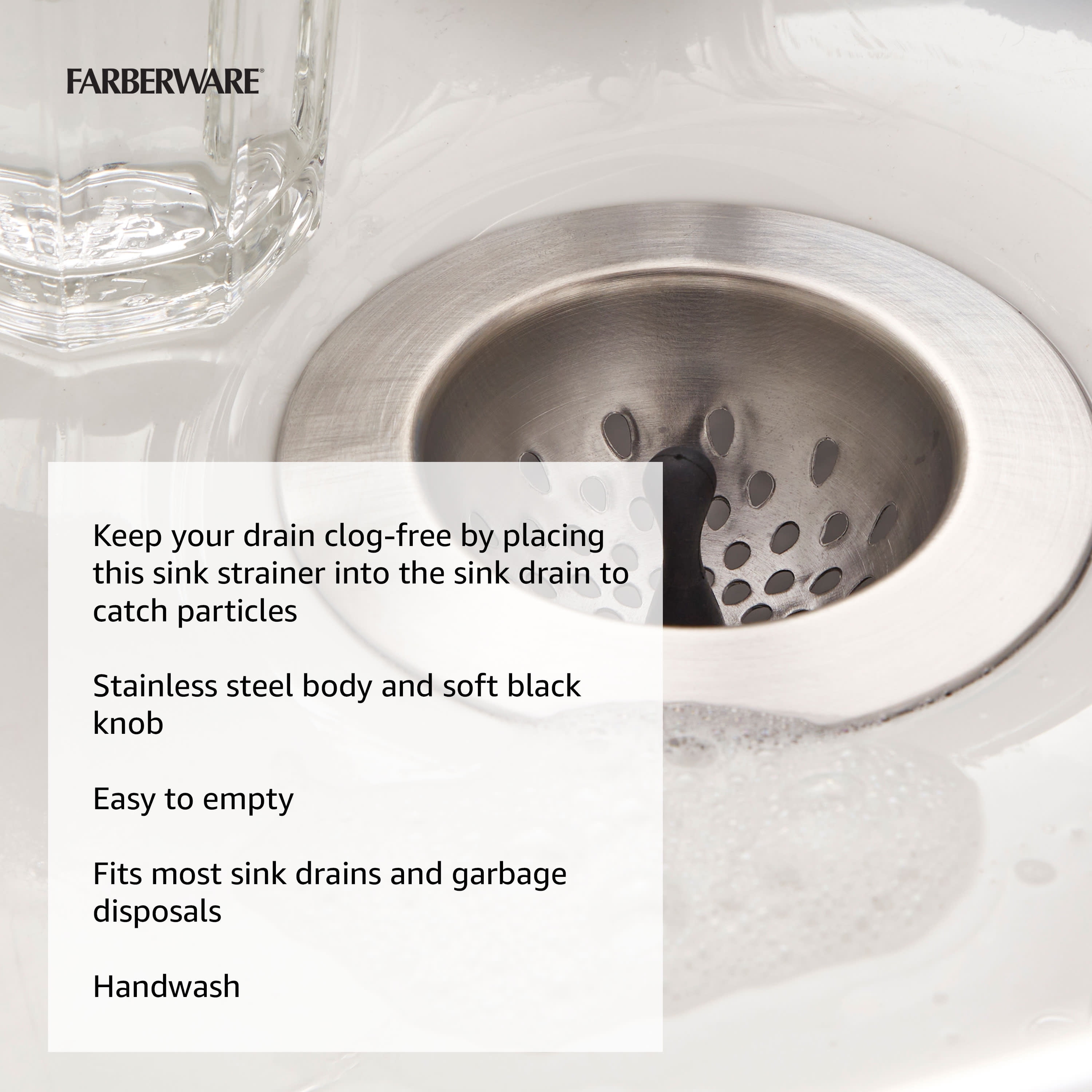 Farberware Soft Grips Stainless Steel Sink Strainer/Drain Catch