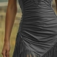 thumbnail image 5 of XUNKUSGA Womens Dresses Retro V Neck Spaghetti Strap Faux Suede Dress Fashion Sleeveless Fringe Dress Classic Solid Color Cowgirl Outfits for Women,Gray,XL, 5 of 8