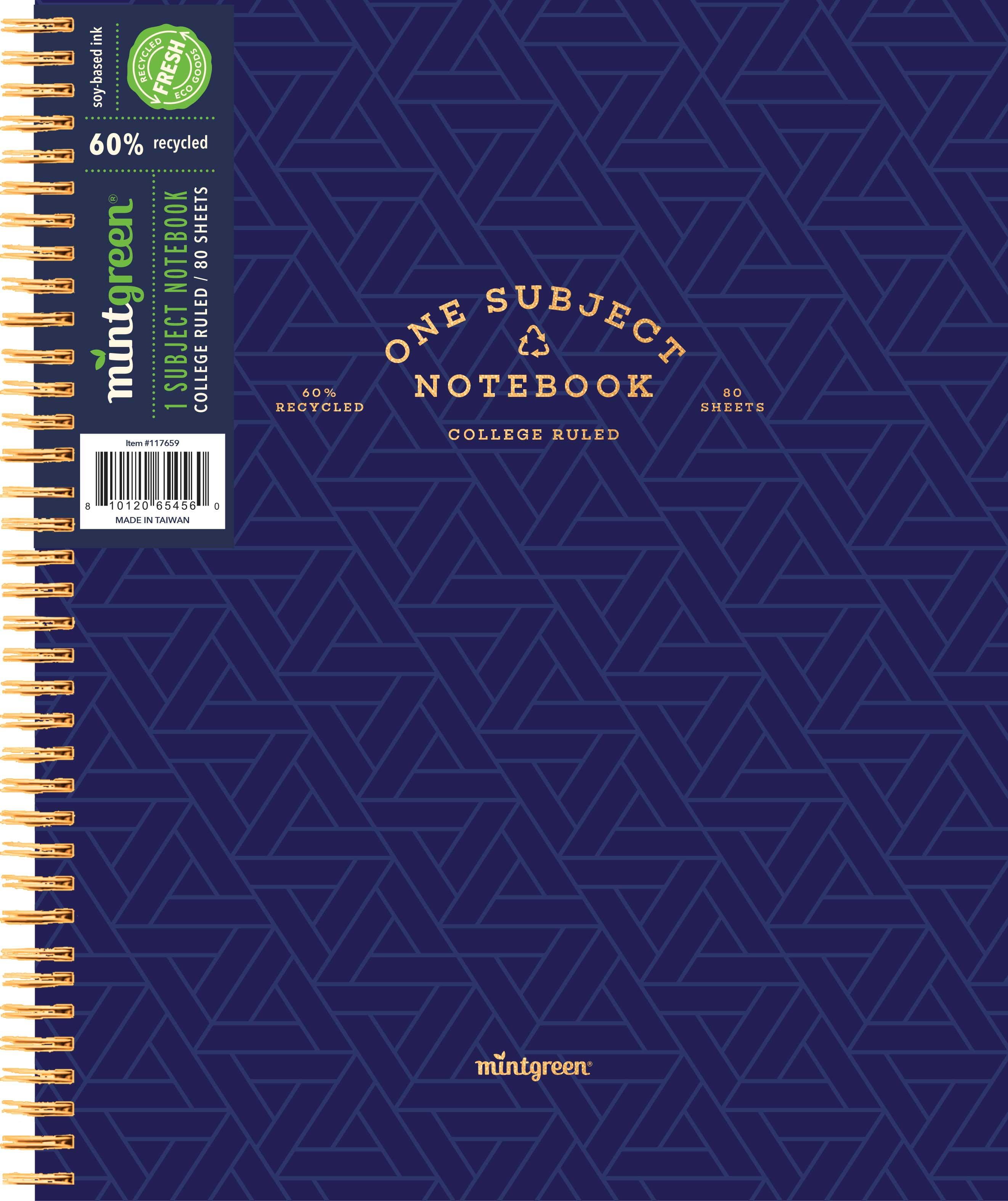 (2 pack) Mintgreen Spiral Bound 1 Subject Notebook College Ruled - Professional Series - 80 Sheets - 8.5 x 10.5in.