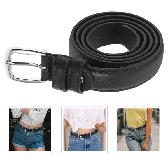 LULULION 1Pcs High Waist Belt for Women Black PU Daily Wear Dress Belt for Students