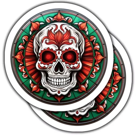 Day Of The Dead Skull Sticker, Colorful Sugar Skull Art, Vibrant Vinkindle Sticker, Stickers For Tablet, College Gift, Scrapbook Stickers, Gratitude Stickers, Quote Stickers