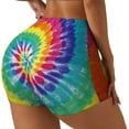 thumbnail image 2 of Rainbow Color Tie Dye Hippie Workout Shorts For Women Scrunch Butt Lifting Yoga Gym Seamless Booty Biker Shorts Small, 2 of 9