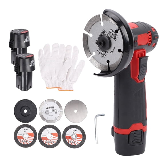 Mixfeer 12V Cordless Angle Grinder Kit, 19500rpm Mini Electric Angle Grinding Tool with 2pcs 1500mAh Batteries and 6-Cutting Discs for Cutting, Polishing, Grinding, Rust Removal