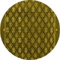 thumbnail image 1 of Ahgly Company Machine Washable Indoor Round Abstract Yellow Modern Area Rugs, 4' Round, 1 of 4