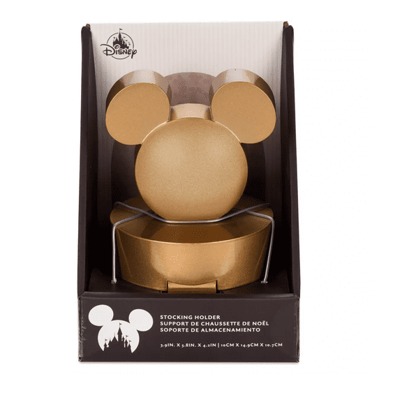 Disney Parks Mickey Icon Golden Holiday Stocking Holder New with Box