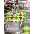 thumbnail image 5 of Outdoor Tablecloth with Umbrella Hole for Patio/Picnic/Party/Camping, Green Purple Plaid Waterproof Table Cloth Round Cover Washable, Modern Geometric Minimalist Checkered (Dia 60"), 5 of 8