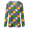 thumbnail image 4 of Aloohaidyvio Mardi Gras Shirts,Womens Mardi Gras Party Top Long Sleeve Mask Shiny Glitter Print Crew Neck T-Shirt, Mardi Gras Clothing, 4 of 5