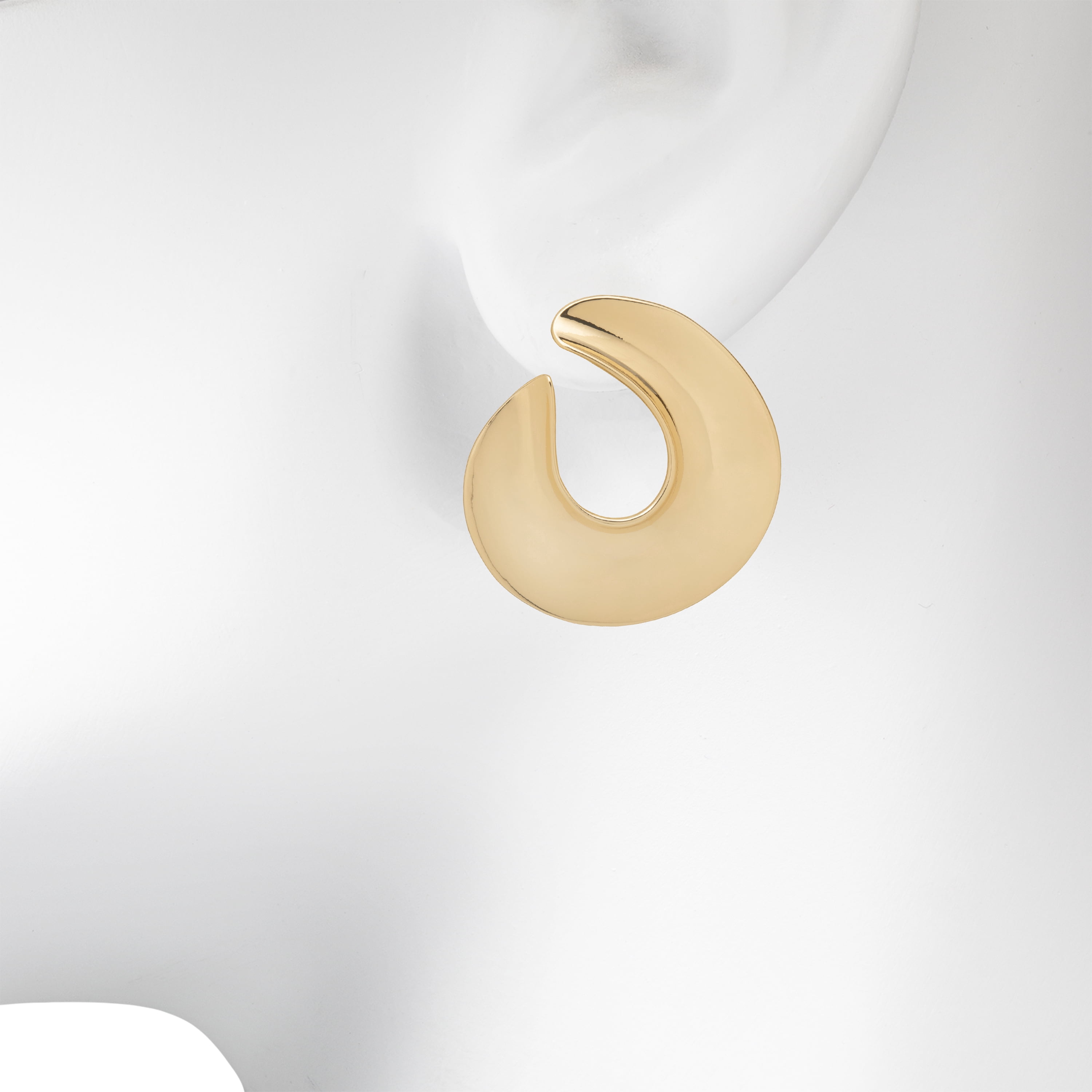 Time and Tru Women's Gold Tone Modern Open Hoop Earrings