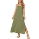 thumbnail image 2 of Vestidos de verano INSPIRE CHIC para mujeres, vestido maxi de lino, suelto, con lazo en la cintura, tirantes de espagueti, vestido casual de playa 2XL verde, 2 of 5