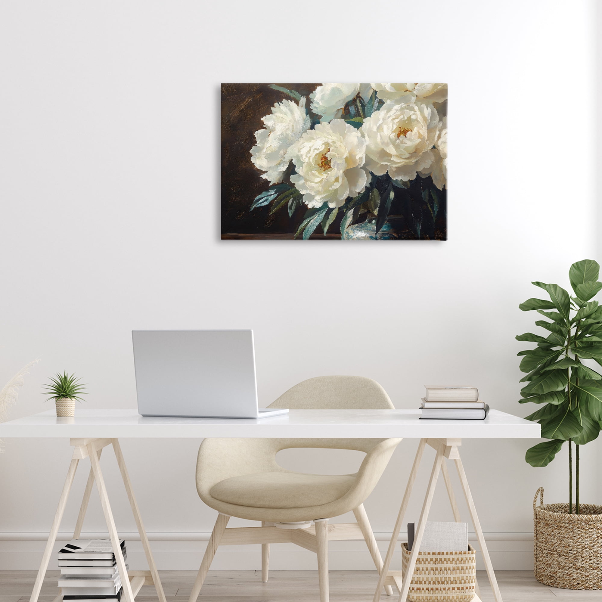 Stupell Industries Large Moody White Floral Canvas Wall Art, design by Petal Prints Design