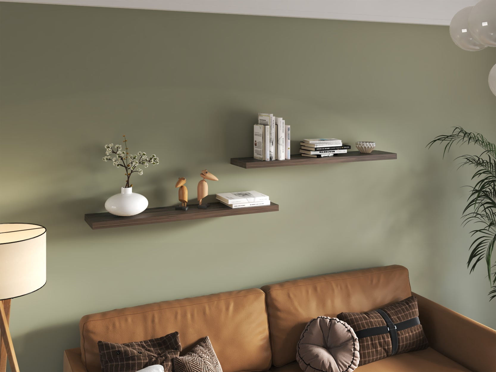 TUHOME Ecco 47-Inch Floating Wall Shelves Set of Two with Hidden Brackets, Space-Saving