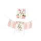 thumbnail image 4 of Banner de trona de medio cumpleaños, decoración para fiesta de cumpleaños, adornos creativos para colgar en la pared con hilo Rosa con sombrero, 4 of 9