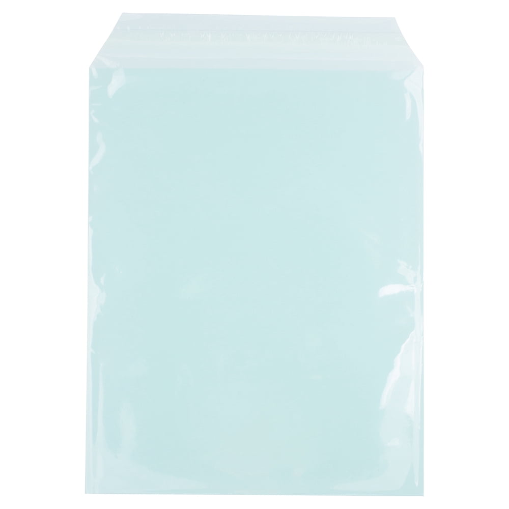JAM Paper Cello Sleeves, 8 15/16 x 11 1/4, Aqua, 100/Pack, Peel & Seal