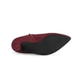 thumbnail image 3 of BLISSFUL STEP Women's Pointed Toe Bow Decor Stiletto Heel Ankle Boots Burgundy 9, 3 of 8
