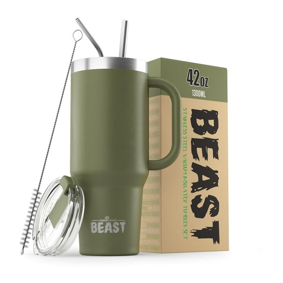 Vaso Greens Steel Beast de acero inoxidable 1250 ml, color verde militar