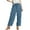 Navy, variant on Voncos Womens Navy Wide Leg Corduroy Pants - Drawstring Waist Relaxed Fit Casual Trousers with Patch Pockets L,Size L