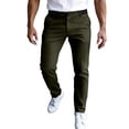 thumbnail image 4 of Migroa Men's Golf Pants Men's Slim-Fit Flat-Front Dress Pant Stretch Skinny Tapered Lightweight Breathable Chino with Pockets for Casual Work Blackish Green L, 4 of 8
