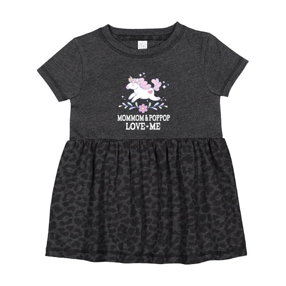 Inktastic Mommom and Poppop Love Me Unicorn Girls Baby Dress