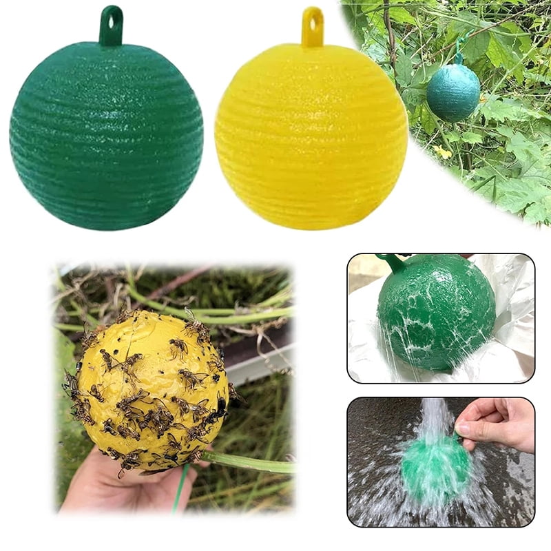 Hanging Fly Trap Ball Fruit Fly Catcher Sticky Trap Fly Outdoor Disposable Wasp 