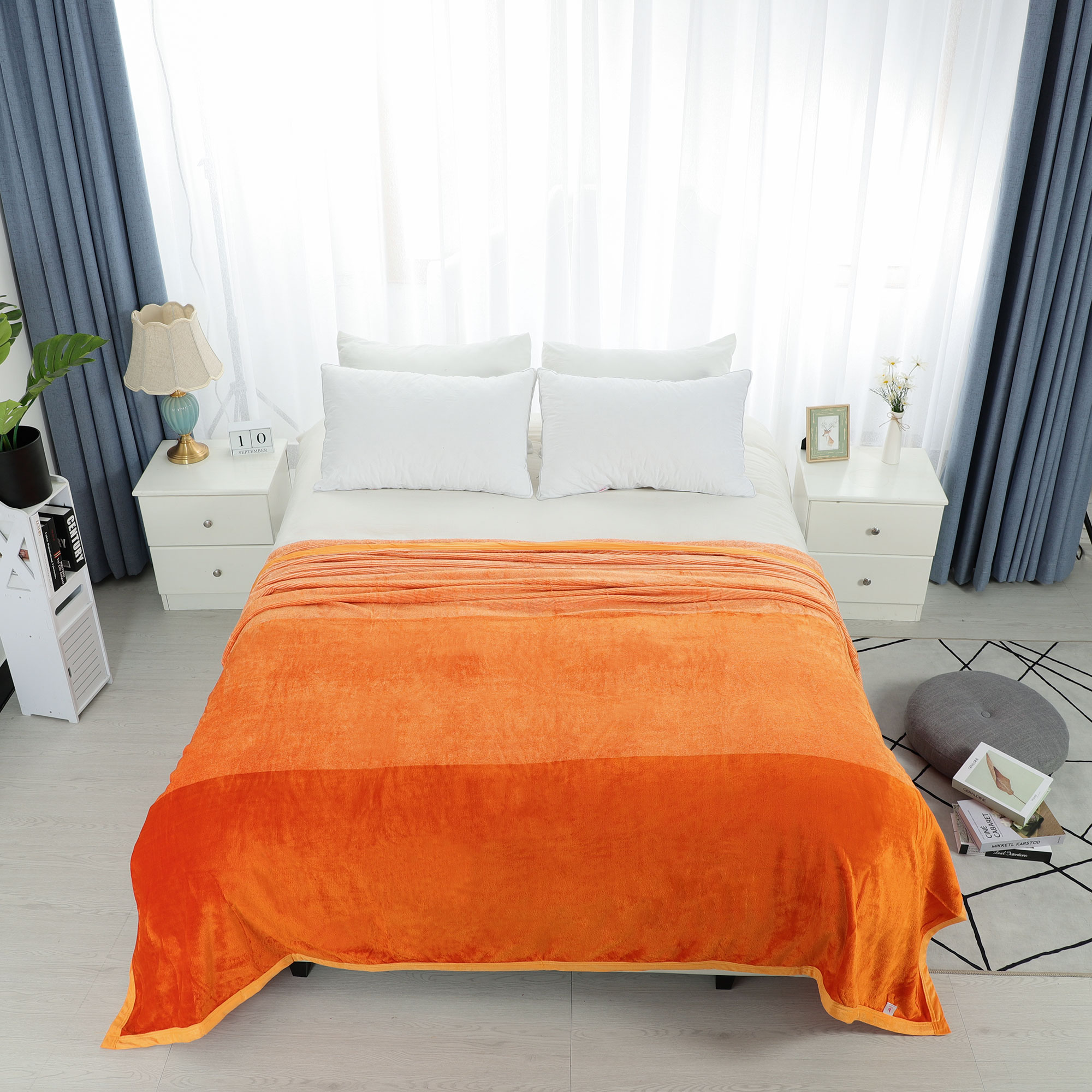 Super Soft Flannel Fleece Bed Blankets Lightweight Plush Gradient Ombre