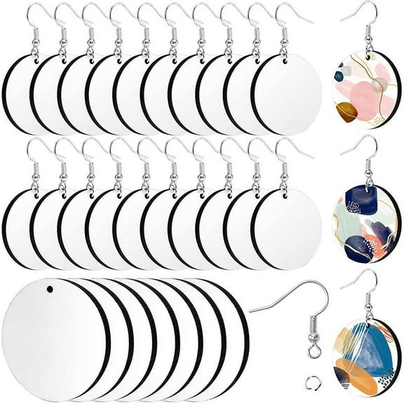 30Pcs Sublimation Blank Earrings Round MDF Board White Earrings Heat Transfer Earrik4176