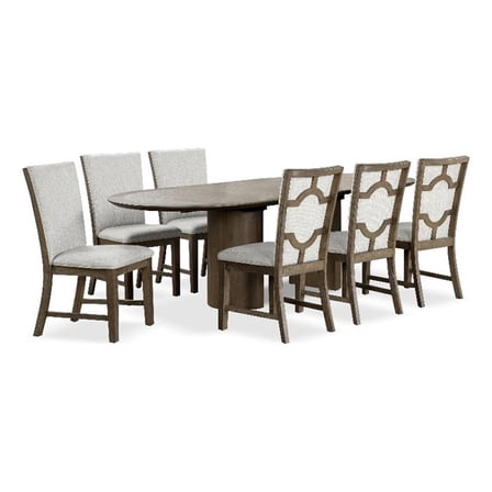 Furniture of America Vrusales Wood Extendable 7-Piece Dining Table Set in Oak