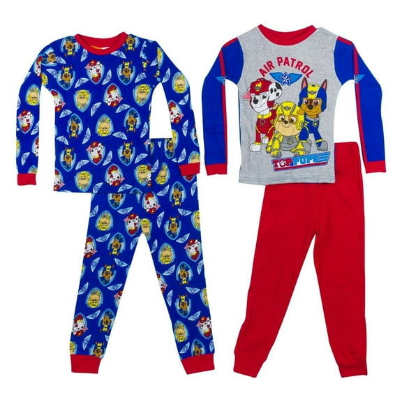 Nickelodeon Paw Patrol 4 PC Long Sleeve Tight Fit Cotton Pajama Set Boy Size 6