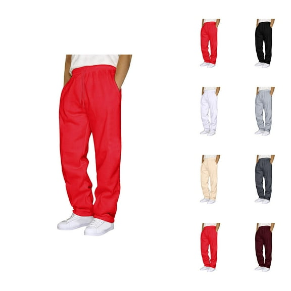 Men's Pants Cotton Casual Straight Leg Trousers, Relaxed Fit Pants for Men, Lightweight Elastic Waist Lounge Pants with Pockets for Work, Travel or Daily Streetwear S-3XL