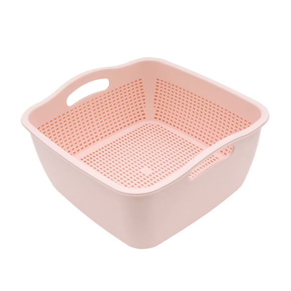 Naiovety Cesta de drenaje de doble capa resistente y duradera para frutas y verduras, fácil de limpiar Organizadores de utensilios de cocina Rosa