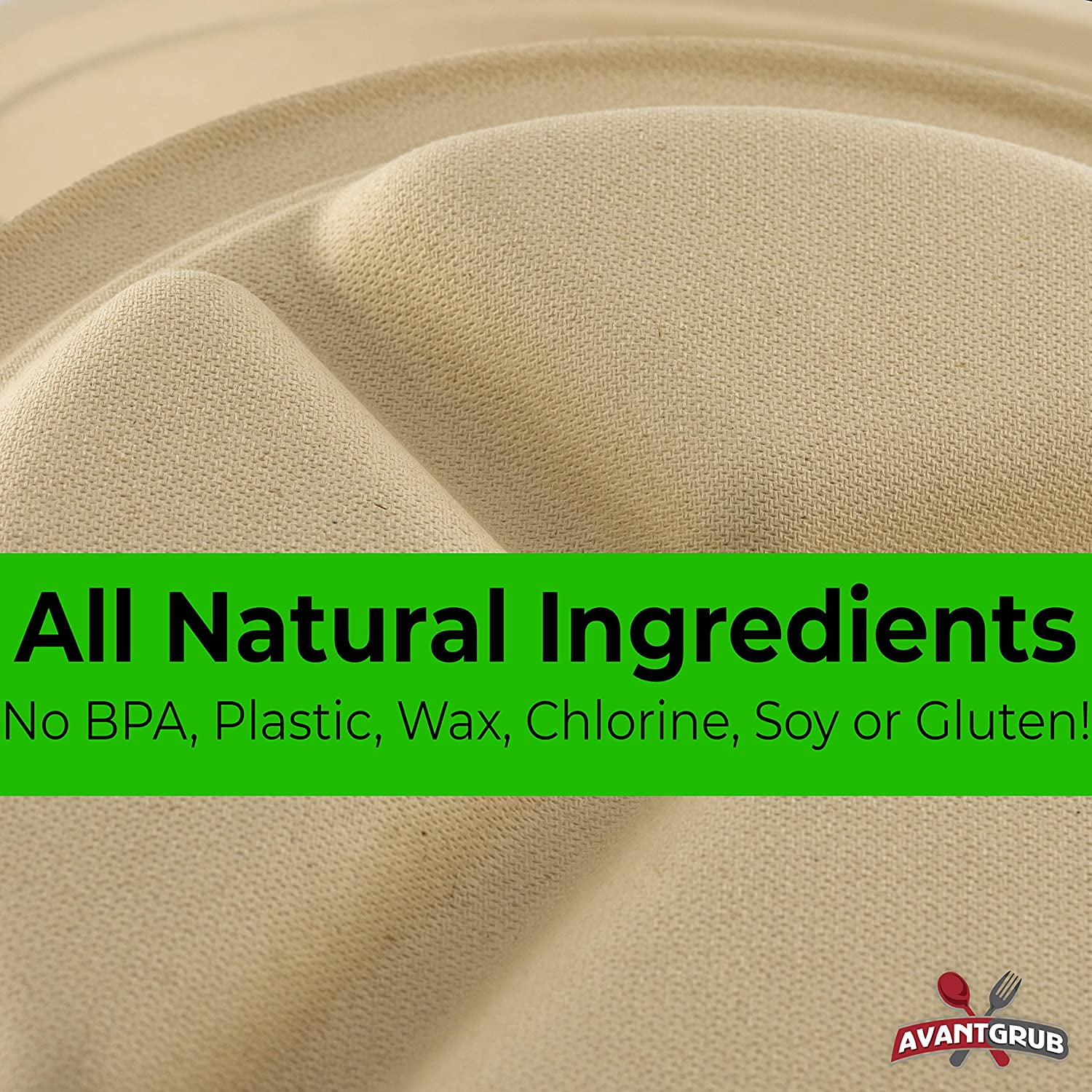 Avant Grub 9" Earth-Friendly Compartment Disposable Dinner Plates, 100 Pack