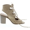 thumbnail image 6 of Soda RACE Women's Stylish Lace Up Gladiator Cage Low Chunky Block Heel Sandal - Natural Suede, 6 of 7