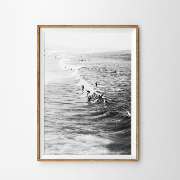Surf Poster California Wall Art Black and White Ocean Print Beach Wall Art Prints Surfing Print Printable Wall Art Beach Decor Coastal Decor, Unframed Paper Poster 8x10in