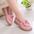thumbnail image 2 of GiLiling Girls Slip-On Loafer Dress Shoes, PU Leather Bow Flats with Chunky Rubber Sole, Comfortable Casual School Party Footwear (Pink, 4-4.5 Years), 2 of 8