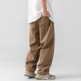 thumbnail image 4 of Men's Casual Pants Men's Loose Texture Basic Solid Color Pants Casual Long Brown XL, 4 of 8
