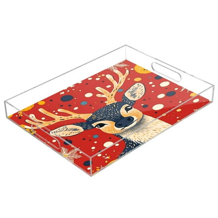 

Acrylic Tray 15.7*11.8*1.9 Inch Transparent Tray Food Tray Tea Cup Tray Serving Trays Cosmetics Storage Kitchen Table Bathroom Sundry Storage Blue Santa Fawn