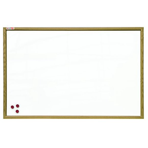 Viztex Lacquered Steel Magnetic Dry Erase Boards ??Oak Effect Surround - 24" x 18"