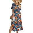 thumbnail image 1 of Ovzne Robes d'Été pour Femmes Robe d'Été Femme Couleur Unie Ample Décontractée Mode Robe à Manches Longues Robe à Col à Manches Longues pour Femmes Robe de Vacances à Manches Longues Imprimée Liquidation, 1 of 7