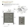 thumbnail image 4 of Vanity Art 30" Bathroom Vanity with Sink and Engineered Marble Top, Freestanding Storage Cabinet with 2 Drawers and 1 Flip Down Tray, 4 of 6