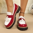 thumbnail image 6 of Gpaecead Women's Two Tone Platform Tassel Loafers Faux Leather Chunky Sole Slip On British Style Comfort Shoes For Work And Casual Red, 6 of 8