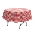 thumbnail image 2 of Exquisite 12 Pack Red & White Gingham Checkerboard Disposable Plastic Tablecloth 84 inch. Round, 2 of 5