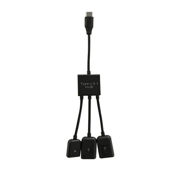 Miangastore USB Type C Hub 3 in 1 Multiple USB Cable USB Type C Connector Mini Portable OTG Host Cable for Phone Tablet (Black)