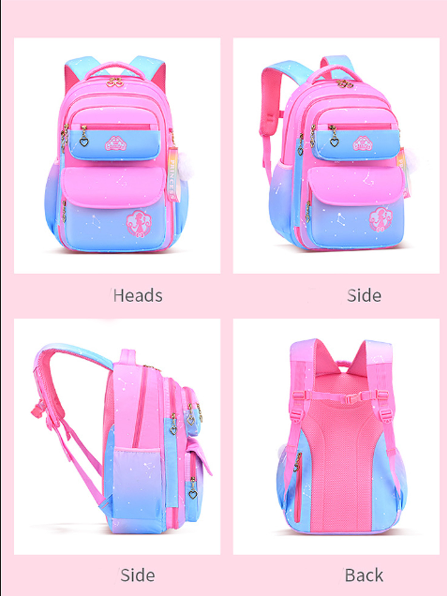 Mochila escolar para niñas, a prueba de agua, ligera, gran capacidad, para niños y adolescentes, regalo, rosa 7