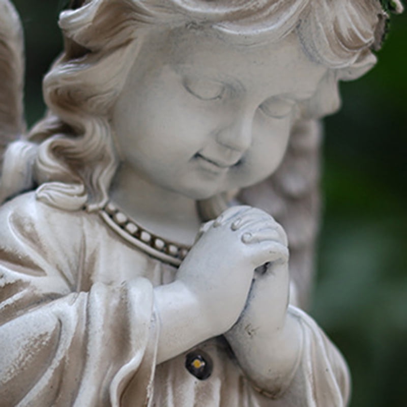 Solar Powered Angel Garden Statue for Outdoor Decor Praying Angel Design Elegant Resin Sculpture for Lawn and Patio Decoration