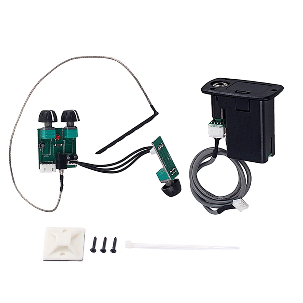Stri 3-Band EQ Active Piezo Pickup Preamp System Amplifier for Acoustic Guitar Bass AL-202 (Black)