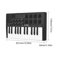 thumbnail image 3 of Teclado de control MIDI de 25 teclas mini teclado USB portátil driver MIDI con 25 teclas sensibles a, 3 of 10