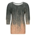 thumbnail image 7 of Yuanlook 3/4 Sleeve Shirts for Women Spring Striped Crewneck Business Casual Tops Loose Three Quarter Length Work Blouses - Gray - XXL, 7 of 7