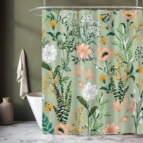 Extra Long Shower Curtain 72 x 84 Inch, Tall Boho Floral Shower Curtain for Bathroom, Tropical Leaves Flower Plant Cute Fabric Shower Curtain Set with Hooks, Sage Green